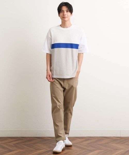 a.v.v(アーヴェヴェ)の「前身ニット切り替えカットソー(デザテクシリーズ)(Tシャツ/カットソー・メンズ・ブルー/オレンジ・46/48/50)」の5枚目の写真