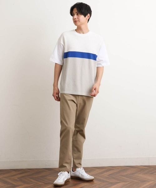 a.v.v(アーヴェヴェ)の「前身ニット切り替えカットソー(デザテクシリーズ)(Tシャツ/カットソー・メンズ・ブルー/オレンジ・46/48/50)」の6枚目の写真