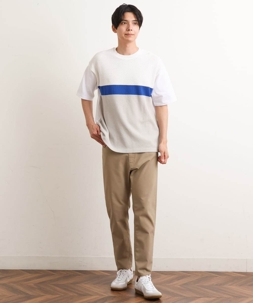a.v.v(アーヴェヴェ)の「前身ニット切り替えカットソー(デザテクシリーズ)(Tシャツ/カットソー・メンズ・ブルー/オレンジ・46/48/50)」の7枚目の写真