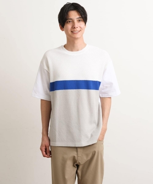 a.v.v(アーヴェヴェ)の「前身ニット切り替えカットソー(デザテクシリーズ)(Tシャツ/カットソー・メンズ・ブルー/オレンジ・46/48/50)」の8枚目の写真