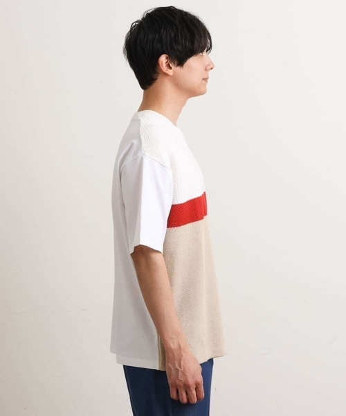 a.v.v(アーヴェヴェ)の「前身ニット切り替えカットソー(デザテクシリーズ)(Tシャツ/カットソー・メンズ・ブルー/オレンジ・46/48/50)」の10枚目の写真