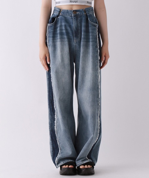 repipi armario(レピピ アルマリオ)の「サイドフリンジホックデニム(デニムパンツ・キッズ・ブルー系・SMALL/MEDIUM/LARGE)」の3枚目の写真