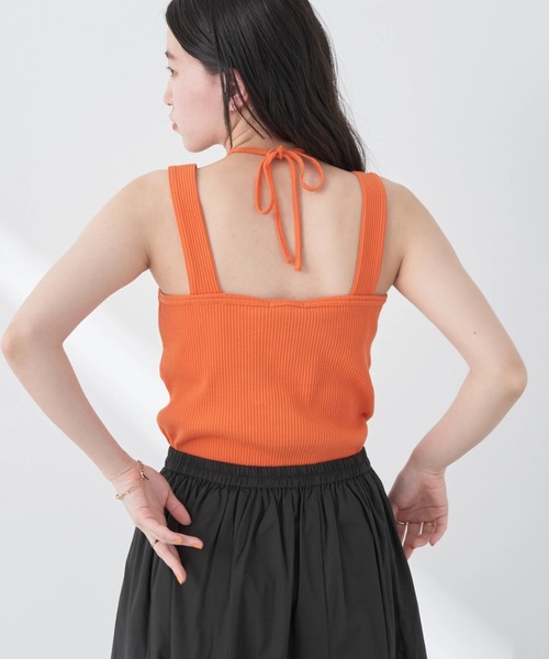 earth music&ecology（アースミュージックアンドエコロジー）の「2WAYホルター付タンクトップ（インナーウェア/肌着・レディース・オフホワイト/ブラック/オレンジ/グリーン・S/M）」の4枚目の写真