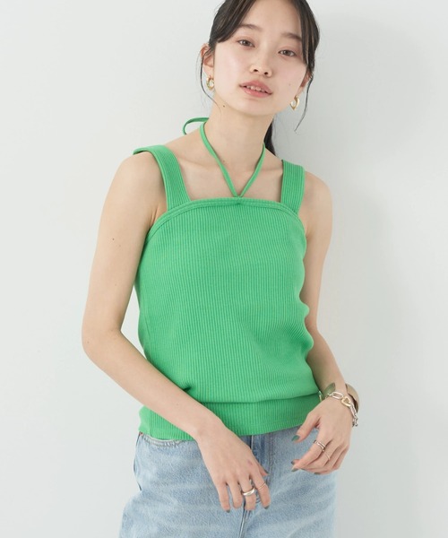 earth music&ecology（アースミュージックアンドエコロジー）の「2WAYホルター付タンクトップ（インナーウェア/肌着・レディース・オフホワイト/ブラック/オレンジ/グリーン・S/M）」の3枚目の写真