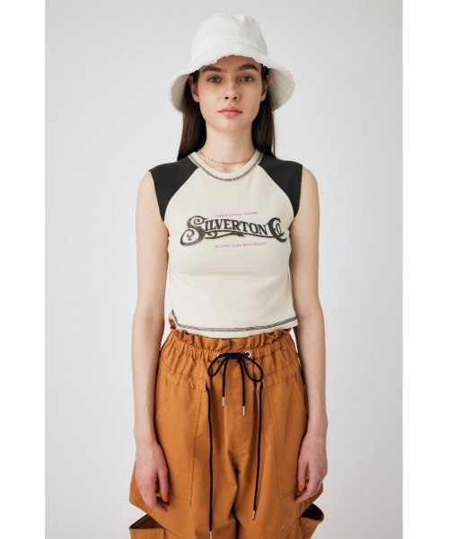 MOUSSY(マウジー)の「TINY RAGLAN NS Tシャツ(タンクトップ・レディース・アイボリー/ライトブラック/ライトブルー・FREE)」の2枚目の写真