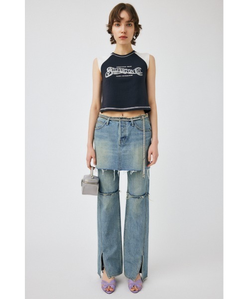 MOUSSY(マウジー)の「TINY RAGLAN NS Tシャツ(タンクトップ・レディース・アイボリー/ライトブラック/ライトブルー・FREE)」の12枚目の写真