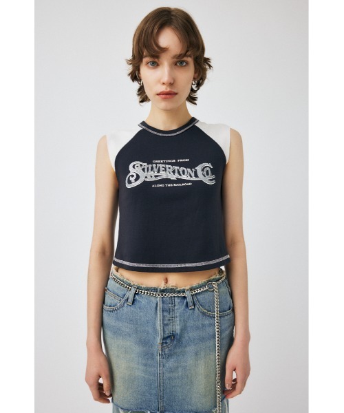 MOUSSY(マウジー)の「TINY RAGLAN NS Tシャツ(タンクトップ・レディース・アイボリー/ライトブラック/ライトブルー・FREE)」の13枚目の写真