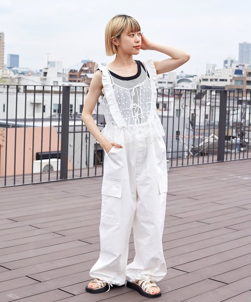 w closet(ダブルクローゼット)の「ハートフロッキーチュールキャミソール(キャミソール・レディース・ホワイト/ブラック/ベージュ・FREE)」の4枚目の写真