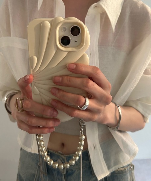 mystic（ミスティック）の「Lara シェルスマホショルダー(iphone13pro対応)（スマホケース/カバー・レディース・ブラック/アイボリー・ONE SIZE）」の3枚目の写真