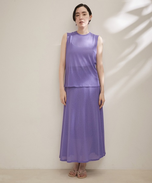 SALON adam et rope'（サロン アダム エ ロペ）の「KINANシアーリブノースリーブプルオーバー【洗える】（Tシャツ/カットソー・レディース・ブラック/パープル/オフホワイト・FREE）」の21枚目の写真