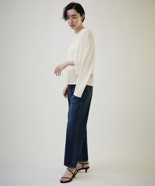 SALON adam et rope'（サロン アダム エ ロペ）の「KINANシアーリブノースリーブプルオーバー【洗える】（Tシャツ/カットソー・レディース・ブラック/パープル/オフホワイト・FREE）」の18枚目の写真