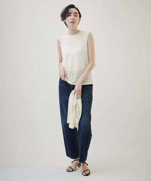 SALON adam et rope'（サロン アダム エ ロペ）の「KINANシアーリブノースリーブプルオーバー【洗える】（Tシャツ/カットソー・レディース・ブラック/パープル/オフホワイト・FREE）」の19枚目の写真