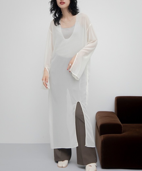 VACANCY(ヴァカンシー)の「シアースリットワンピース(ワンピース・レディース・アイボリー/ブラック・FREE)」の14枚目の写真