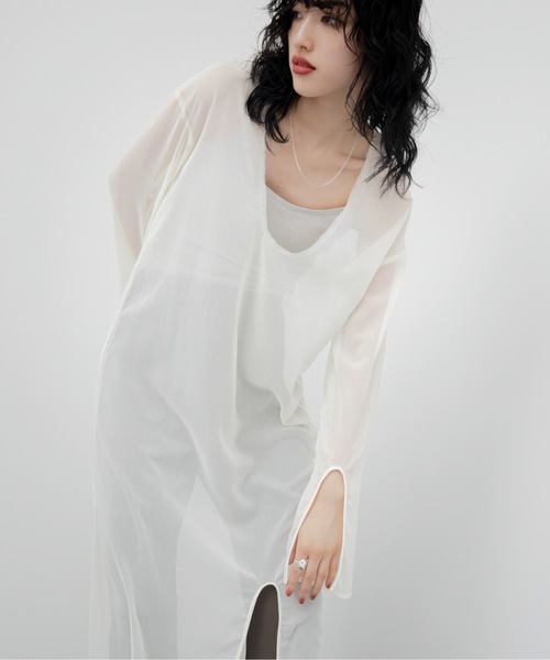 VACANCY(ヴァカンシー)の「シアースリットワンピース(ワンピース・レディース・アイボリー/ブラック・FREE)」の7枚目の写真