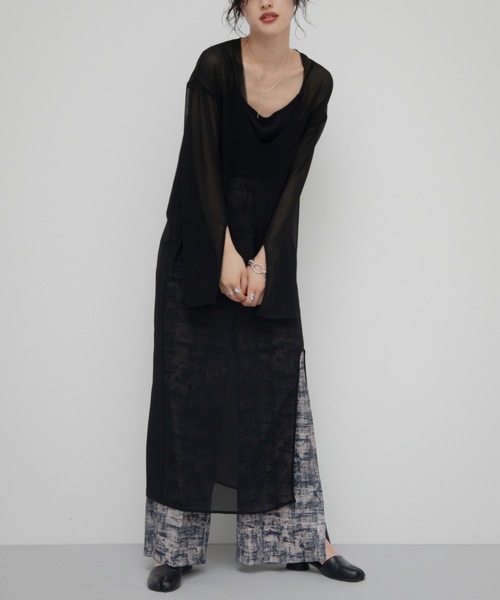 VACANCY(ヴァカンシー)の「シアースリットワンピース(ワンピース・レディース・アイボリー/ブラック・FREE)」の4枚目の写真