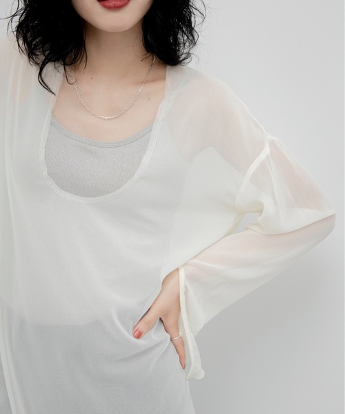 VACANCY(ヴァカンシー)の「シアースリットワンピース(ワンピース・レディース・アイボリー/ブラック・FREE)」の3枚目の写真