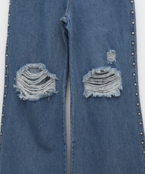 PULP/417EDIFICE（パルプフォーワンセブンエディフィス）の「【AFB / エーエフビー】STUDS DAMAGED BAGGY PANTS（デニムパンツ・メンズ・ブルー系その他・LARGE）」の8枚目の写真