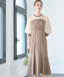 girl（ガール）の「ドットシフォンバックリボンビスチェ風 マーメイド ロング 結婚式 ワンピース パーティードレス オケージョンドレス お呼ばれ 二次会 成人式 同窓会 謝恩会（ドレス・レディース）」