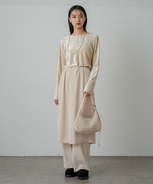 earthy（アーシー）の「【撥水・抗菌】ナイロンキルティングBAG（ショルダーバッグ・レディース・ブラック/アイボリー・ONE SIZE）」の4枚目の写真