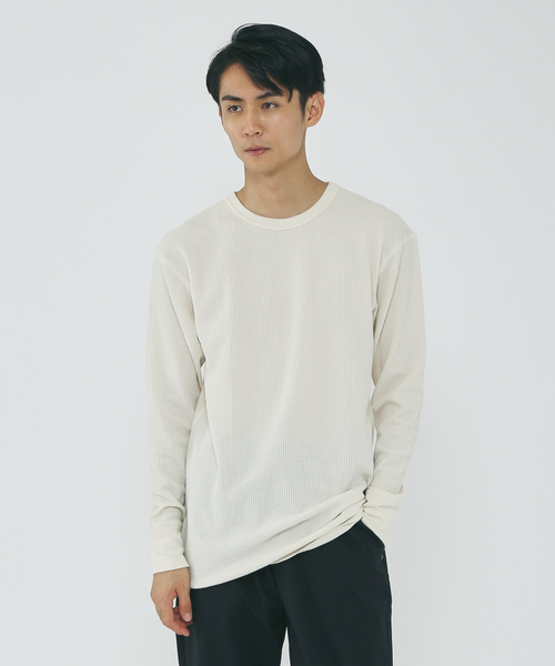 JEMORGAN（ジェーイーモーガン）の「【JEMORGAN/ジェーイーモーガン】ワッフル クルーネック ロングスリーブ Tシャツ（Tシャツ/カットソー・メンズ・ホワイト/ブラック/ネイビー/グレー/カーキ/ホワイト系その他・M/L/XL）」の2枚目の写真