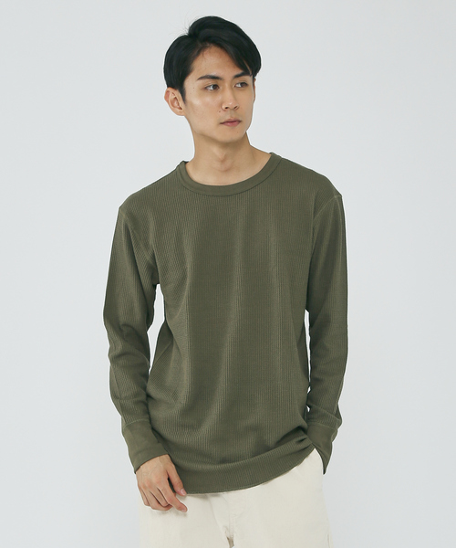 JEMORGAN（ジェーイーモーガン）の「【JEMORGAN/ジェーイーモーガン】ワッフル クルーネック ロングスリーブ Tシャツ（Tシャツ/カットソー・メンズ・ホワイト/ブラック/ネイビー/グレー/カーキ/ホワイト系その他・M/L/XL）」の5枚目の写真