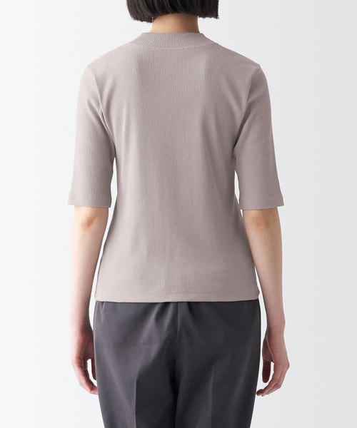 無印良品(ムジルシリョウヒン)の「ストレッチリブ編みハイネック五分袖Tシャツ(Tシャツ/カットソー・レディース・ブルー/ブラック/オフホワイト/ライトグレー・L/XS/S/XL/XXL/M)」の21枚目の写真