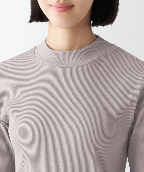 無印良品(ムジルシリョウヒン)の「ストレッチリブ編みハイネック五分袖Tシャツ(Tシャツ/カットソー・レディース・ブルー/ブラック/オフホワイト/ライトグレー・L/XS/S/XL/XXL/M)」の22枚目の写真