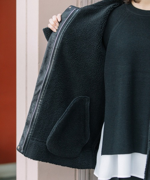 Munich(ミューニック)の「エコムートンボンバージャケット(ムートンコート・レディース・アイボリー/ブラック・XS/S)」の20枚目の写真