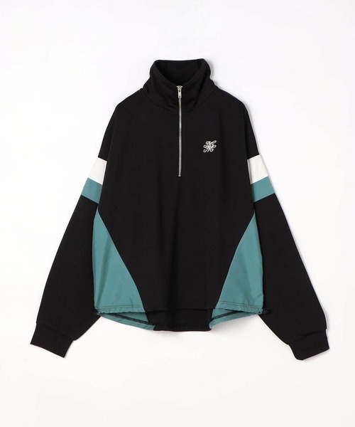179/WG(イチナナキュウダブルジー)の「異素材配色ハーフZIPプルオーバー(Tシャツ/カットソー・レディース・ブラック/オフホワイト/ブルー/ブラックミックス・FREE)」の6枚目の写真