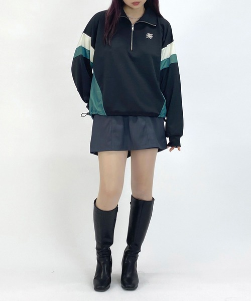 179/WG(イチナナキュウダブルジー)の「異素材配色ハーフZIPプルオーバー(Tシャツ/カットソー・レディース・ブラック/オフホワイト/ブルー/ブラックミックス・FREE)」の18枚目の写真