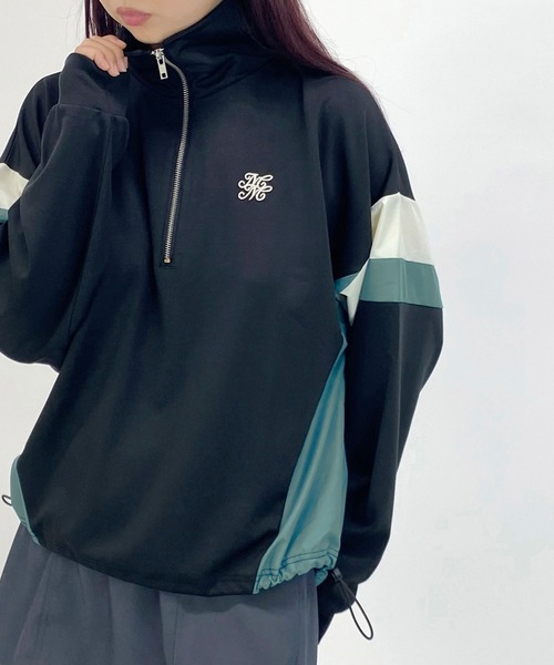 179/WG(イチナナキュウダブルジー)の「異素材配色ハーフZIPプルオーバー(Tシャツ/カットソー・レディース・ブラック/オフホワイト/ブルー/ブラックミックス・FREE)」の19枚目の写真