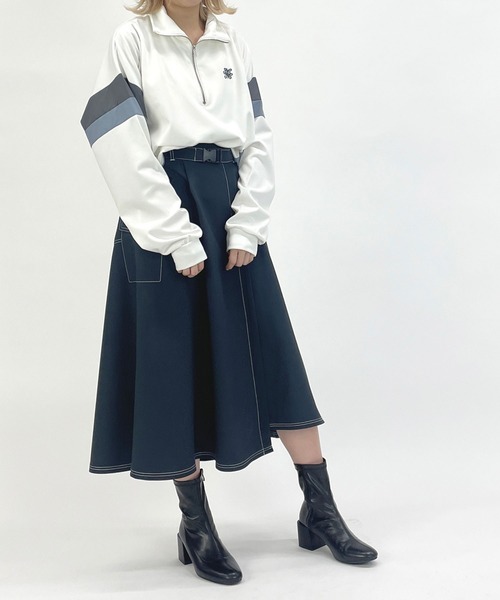 179/WG(イチナナキュウダブルジー)の「異素材配色ハーフZIPプルオーバー(Tシャツ/カットソー・レディース・ブラック/オフホワイト/ブルー/ブラックミックス・FREE)」の20枚目の写真