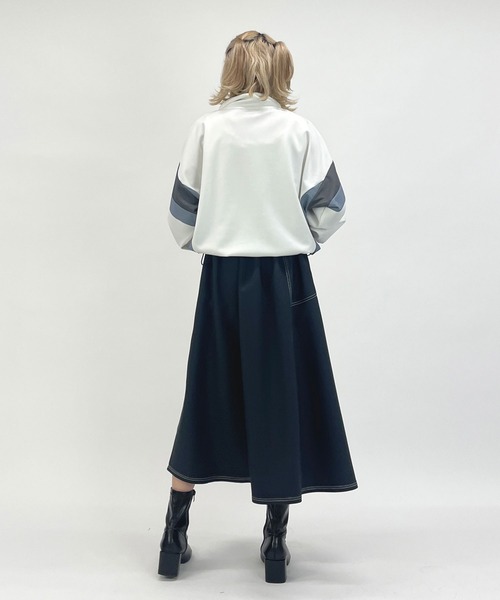 179/WG(イチナナキュウダブルジー)の「異素材配色ハーフZIPプルオーバー(Tシャツ/カットソー・レディース・ブラック/オフホワイト/ブルー/ブラックミックス・FREE)」の21枚目の写真