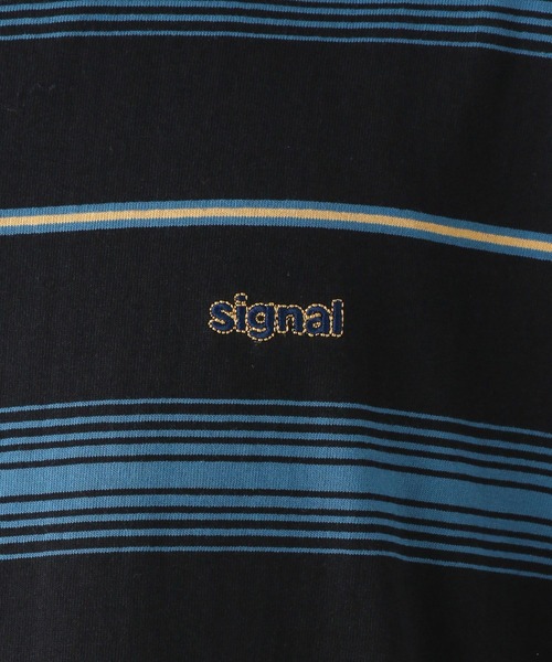 SIGNAL SPORTS(シグナルスポーツ)の「【SIGNAL SPORTS】16/1ワンポイント刺繍/ボーダーTシャツ(Tシャツ/カットソー・メンズ・イエロー/ホワイト/ブラック/ブルー・LARGE/MEDIUM)」の20枚目の写真