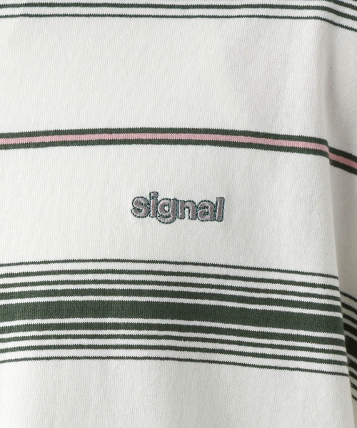 SIGNAL SPORTS(シグナルスポーツ)の「【SIGNAL SPORTS】16/1ワンポイント刺繍/ボーダーTシャツ(Tシャツ/カットソー・メンズ・イエロー/ホワイト/ブラック/ブルー・LARGE/MEDIUM)」の21枚目の写真