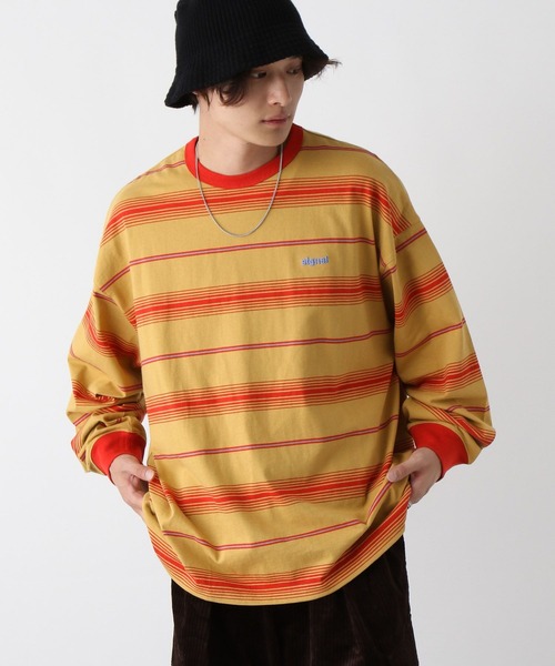 SIGNAL SPORTS(シグナルスポーツ)の「【SIGNAL SPORTS】16/1ワンポイント刺繍/ボーダーTシャツ(Tシャツ/カットソー・メンズ・イエロー/ホワイト/ブラック/ブルー・LARGE/MEDIUM)」の5枚目の写真