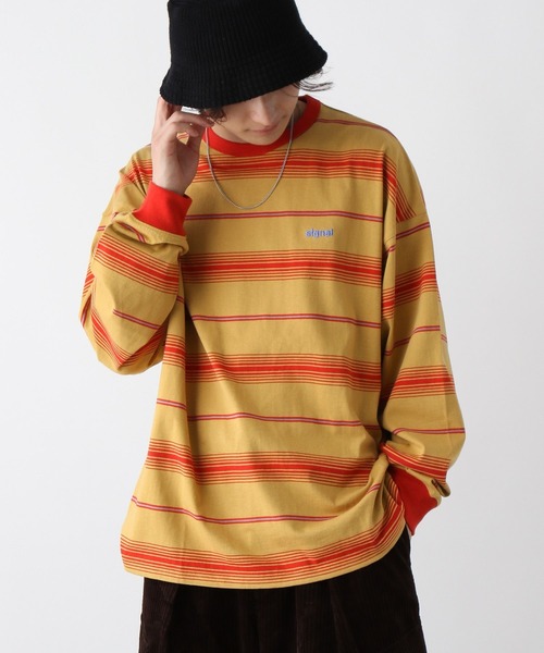 SIGNAL SPORTS(シグナルスポーツ)の「【SIGNAL SPORTS】16/1ワンポイント刺繍/ボーダーTシャツ(Tシャツ/カットソー・メンズ・イエロー/ホワイト/ブラック/ブルー・LARGE/MEDIUM)」の6枚目の写真