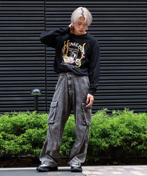 ピグメントプリント ロンT ピグメント加工 ヴィンテージライク