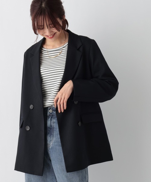 GLOBAL WORK（グローバルワーク）の「Ｗテーラージャケット/969683（テーラードジャケット・レディース・ダークブルー/ダークブラウン・FREE）」の21枚目の写真