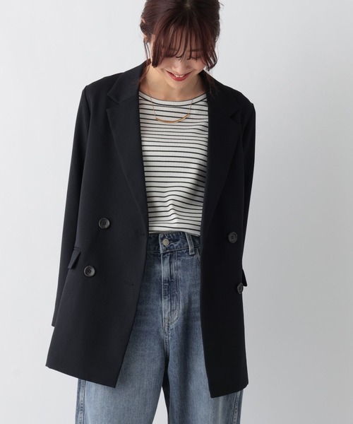 GLOBAL WORK（グローバルワーク）の「Ｗテーラージャケット/969683（テーラードジャケット・レディース・ダークブルー/ダークブラウン・FREE）」の22枚目の写真