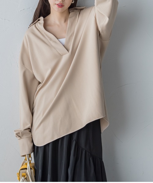 VICKY(ビッキー)の「【新色揃えて再登場!】スキッパーシャツブラウス《洗濯機で洗える》(シャツ/ブラウス・レディース・ブラック/オフホワイト/ベージュ/グレー/ネイビー/グレイッシュベージュ・M)」の1枚目の写真