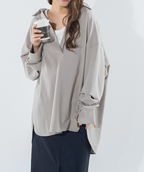 VICKY(ビッキー)の「【新色揃えて再登場!】スキッパーシャツブラウス《洗濯機で洗える》(シャツ/ブラウス・レディース・ブラック/オフホワイト/ベージュ/グレー/ネイビー/グレイッシュベージュ・M)」の5枚目の写真