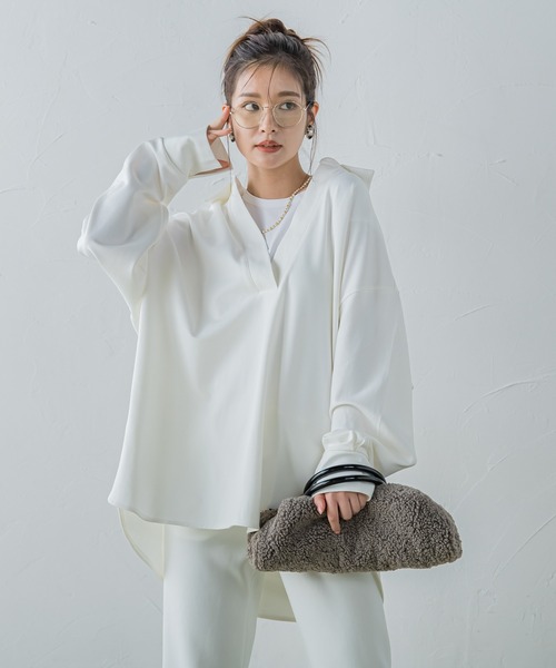 VICKY(ビッキー)の「【新色揃えて再登場!】スキッパーシャツブラウス《洗濯機で洗える》(シャツ/ブラウス・レディース・ブラック/オフホワイト/ベージュ/グレー/ネイビー/グレイッシュベージュ・M)」の17枚目の写真