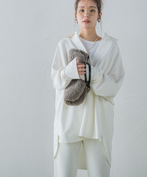 VICKY(ビッキー)の「【新色揃えて再登場!】スキッパーシャツブラウス《洗濯機で洗える》(シャツ/ブラウス・レディース・ブラック/オフホワイト/ベージュ/グレー/ネイビー/グレイッシュベージュ・M)」の16枚目の写真