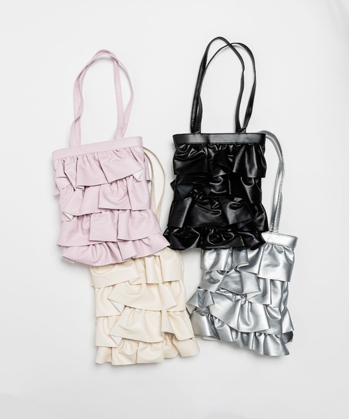 SVEC（シュベック）の「ティアード フリル トートバッグ（トートバッグ・レディース・ブラック/シルバー/パープル/ホワイト・FREE）」の5枚目の写真