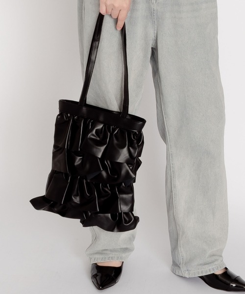 SVEC（シュベック）の「ティアード フリル トートバッグ（トートバッグ・レディース・ブラック/シルバー/パープル/ホワイト・FREE）」の9枚目の写真