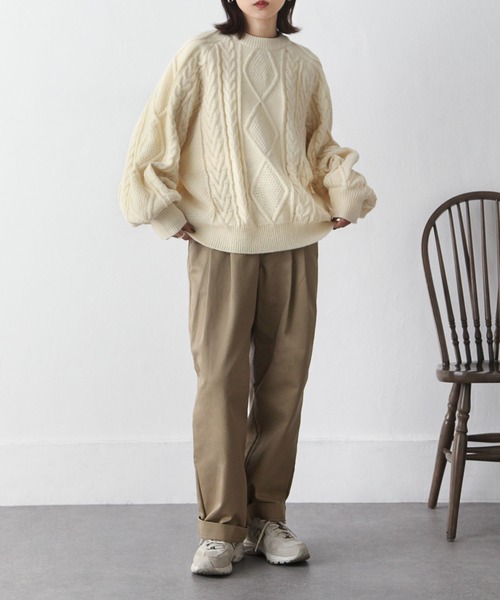 新品★ファシル リラックスフィットアランセーター 新品☆ファシル リラックスフィットアランセーター