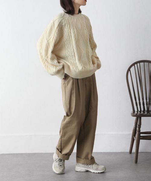 OROFINO♡ドライバーズニット【L】♡ITALY製♡ウール♡ラビットファー♡ torrazzo donna（トラッゾドンナ）】ラビットファー2WAYニット
