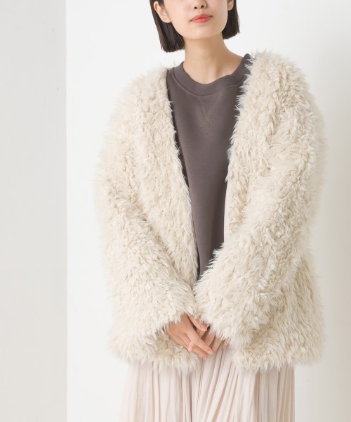 OMNES（オムネス）の「ペルシャシャギーカーディガン（カーディガン/ボレロ・レディース・ブラック/ベージュ/アイボリー/モカ/グレイッシュベージュ・FREE）」の4枚目の写真