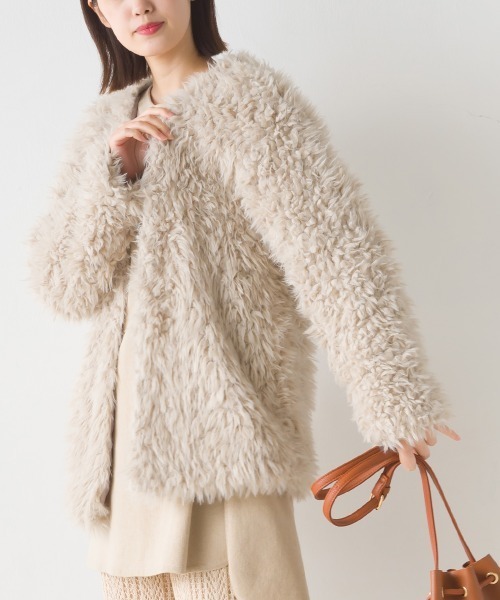 OMNES（オムネス）の「ペルシャシャギーカーディガン（カーディガン/ボレロ・レディース・ブラック/ベージュ/アイボリー/モカ/グレイッシュベージュ・FREE）」の5枚目の写真